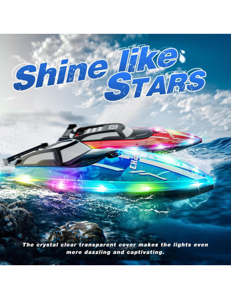 Barco RC JOI MEW Azul a Prueba de Agua con Luces LED
