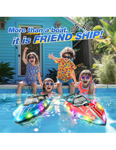 Barco RC JOI MEW Azul a Prueba de Agua con Luces LED