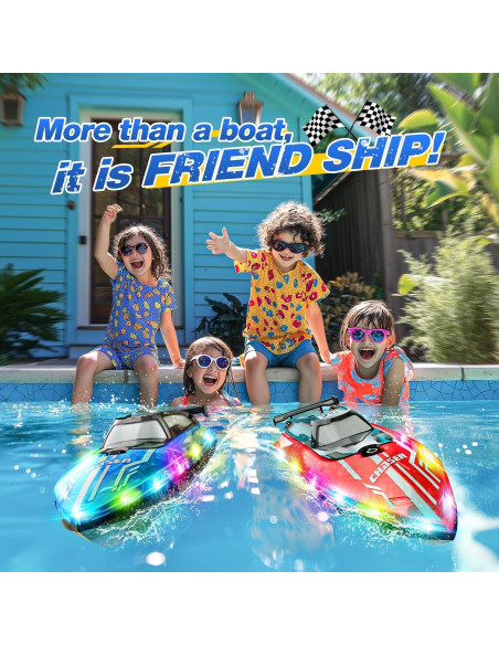 Barco RC JOI MEW Azul a Prueba de Agua con Luces LED