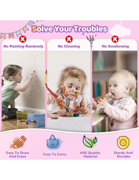 Kikidex Tabla de Dibujo Magnética para Niños 1-3 Años Púrpura