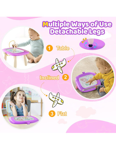 Kikidex Tabla de Dibujo Magnética para Niños 1-3 Años Púrpura