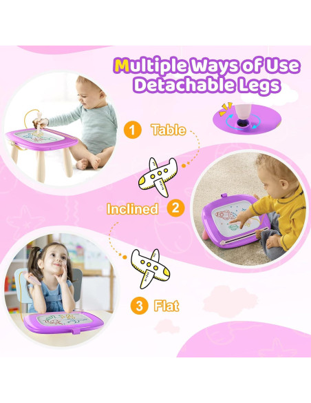 Kikidex Tabla de Dibujo Magnética para Niños 1-3 Años Púrpura