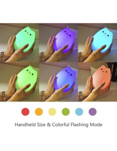 Luz Nocturna Gato WoneNice Silicona Recargable 7 Colores 2