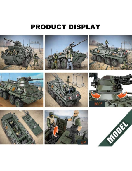 Vehículo Blindado Militar RAOPING con 3 Figuras y 1512 Piezas