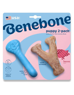 Benebone Cachorro 2-Pack Hueso de Goma Sabor Bacon