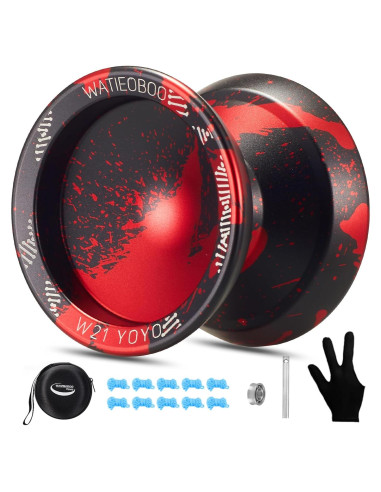 Yo-Yo Metálico WATIEOBOO R8 Pro y Responsive - Negro Rojo