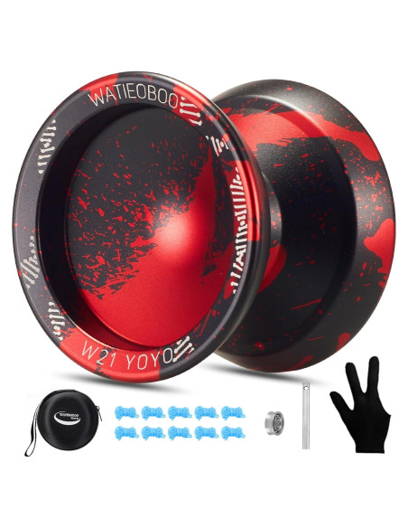 Yo-Yo Metálico WATIEOBOO R8 Pro y Responsive - Negro Rojo