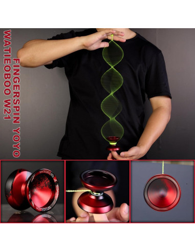 Yo-Yo Metálico WATIEOBOO R8 Pro y Responsive - Negro Rojo
