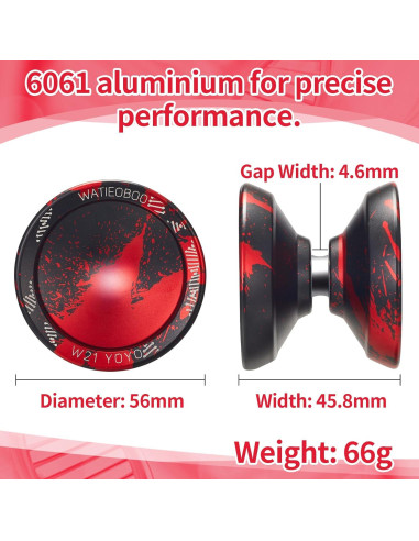 Yo-Yo Metálico WATIEOBOO R8 Pro y Responsive - Negro Rojo