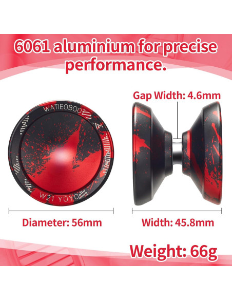 Yo-Yo Metálico WATIEOBOO R8 Pro y Responsive - Negro Rojo
