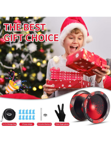 Yo-Yo Metálico WATIEOBOO R8 Pro y Responsive - Negro Rojo