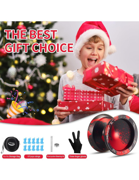 Yo-Yo Metálico WATIEOBOO R8 Pro y Responsive - Negro Rojo