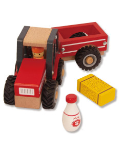 Tractor de Madera Rojo WoodenEdu para Niños 1-3 Años