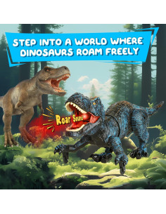 Dinosaurio Robot RC Flybakiz Azul con Rocío y Luz 2