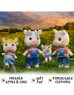Familia de Vacas Cloverberrys - 4 Figuras de Felpa 2