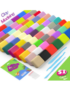 Kit de Arcilla Secada al Aire TOGM 51 Colores para Niños 2