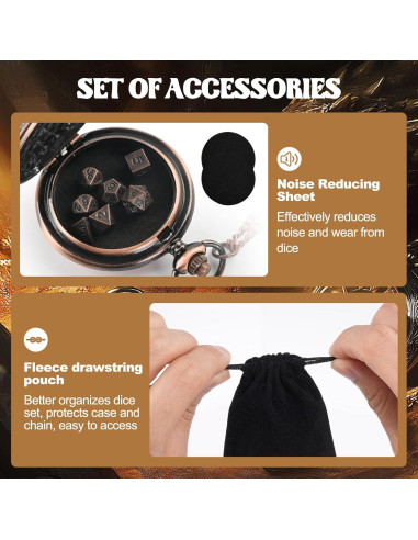 Juego de Dados D&D Banloga 7PCS Metal con Estuche Dragón