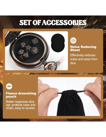 Juego de Dados D&D Banloga 7PCS Metal con Estuche Dragón