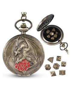 Juego de Dados D&D Banloga 7PCS Metal con Estuche Dragón