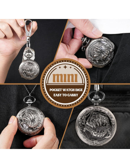 Juego de Dados D&D Banloga 7PCS Metal con Estuche Dragón