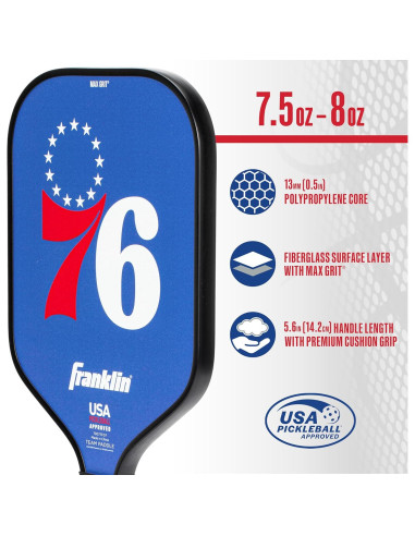 Pala de Pickleball Franklin Sports Philadelphia 76ers 13mm