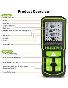 Medidor de Distancia Láser Huepar 393FT con Pantalla LCD 2