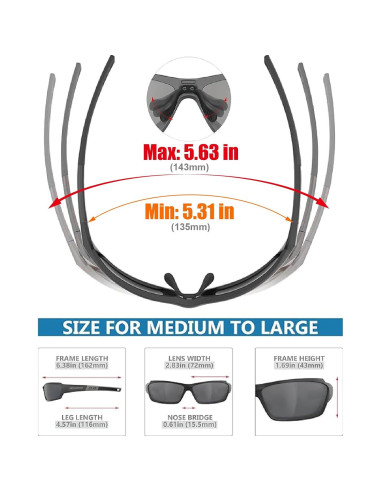 Gafas de Protección TR90 para Deportes de Motor - J11 Negro