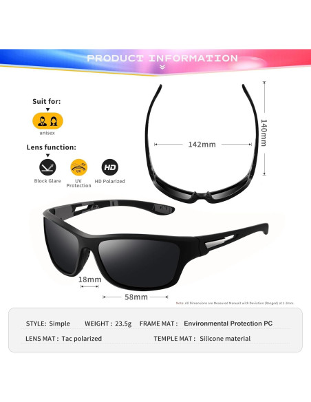 Gafas de Sol Deportivas SUOSO UV400 para Hombres y Mujeres