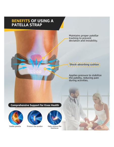 2 Correas de Rodilla Ajustables HGBOO para Tendón Patelar