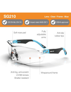 Gafas de Seguridad DEX FIT SG210 Antivaho UV385 Ajustables 2