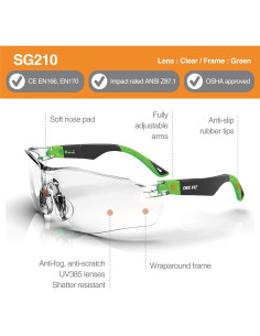 Gafas de Seguridad DEX FIT SG210 Antivaho UV385 Ajustables 2