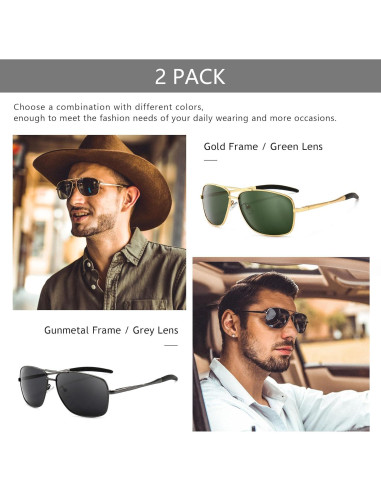 Gafas de sol polarizadas SUNGAIT para hombres, marco metal