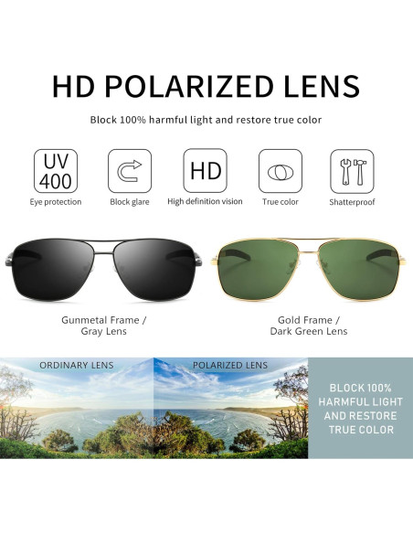 Gafas de sol polarizadas SUNGAIT para hombres, marco metal