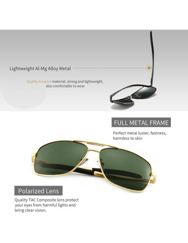 Gafas de sol polarizadas SUNGAIT para hombres, marco metal