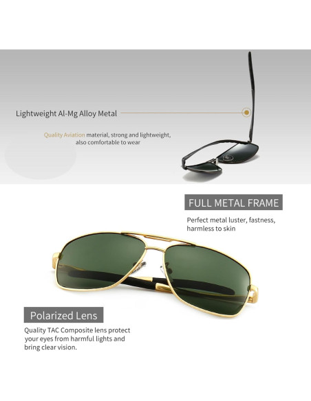 Gafas de sol polarizadas SUNGAIT para hombres, marco metal