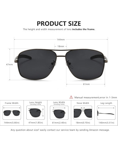 Gafas de sol polarizadas SUNGAIT para hombres, marco metal