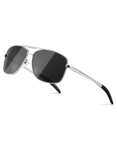 Gafas de sol polarizadas SUNGAIT para hombres, marco metal gris