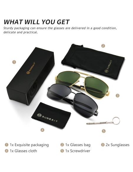 Gafas de sol polarizadas SUNGAIT para hombres, marco metal