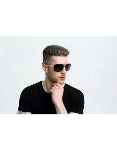 Gafas de sol polarizadas SUNGAIT para hombres, marco metal gris 2
