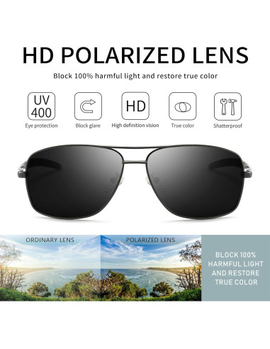 Gafas de sol polarizadas SUNGAIT para hombres con marco metal