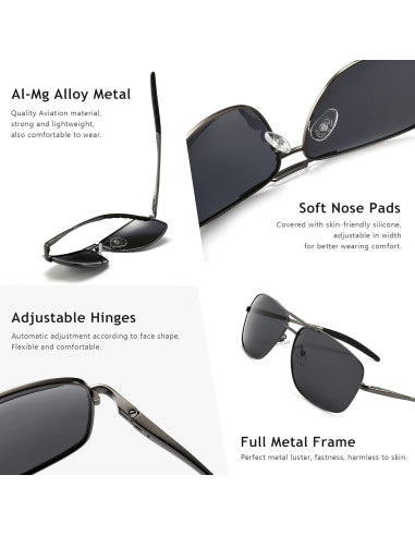 Gafas de sol polarizadas SUNGAIT para hombres con marco metal