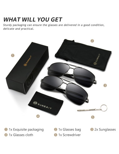 Gafas de sol polarizadas SUNGAIT para hombres con marco metal