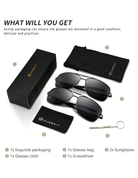 Gafas de sol polarizadas SUNGAIT para hombres con marco metal