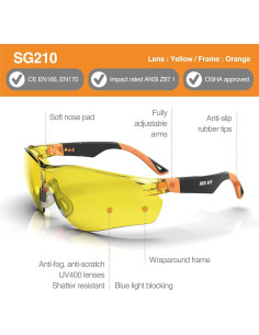 Gafas de Seguridad DEX FIT SG210 Antivaho UV400 Ajustables 2