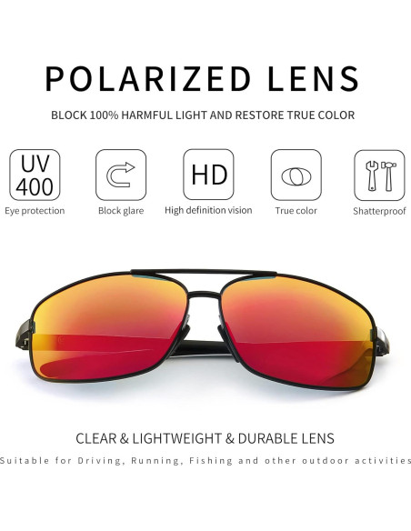 Gafas de sol polarizadas SUNGAIT rojas UV400 ultraligeras