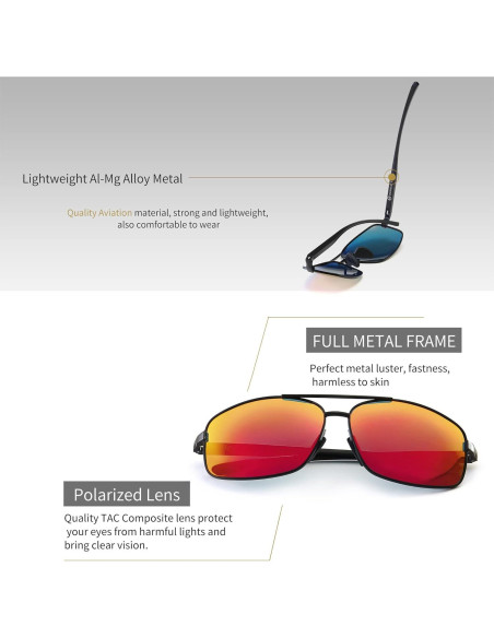 Gafas de sol polarizadas SUNGAIT rojas UV400 ultraligeras