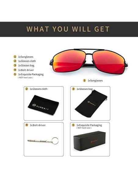 Gafas de sol polarizadas SUNGAIT rojas UV400 ultraligeras