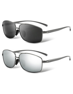Gafas de sol polarizadas SUNGAIT paquete de 2 gris y plateado