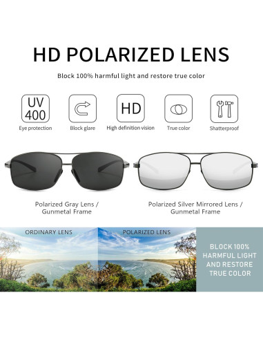 Gafas de sol polarizadas SUNGAIT paquete de 2 gris y plateado