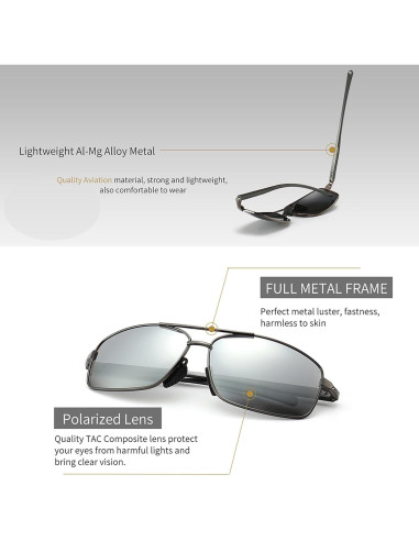 Gafas de sol polarizadas SUNGAIT paquete de 2 gris y plateado